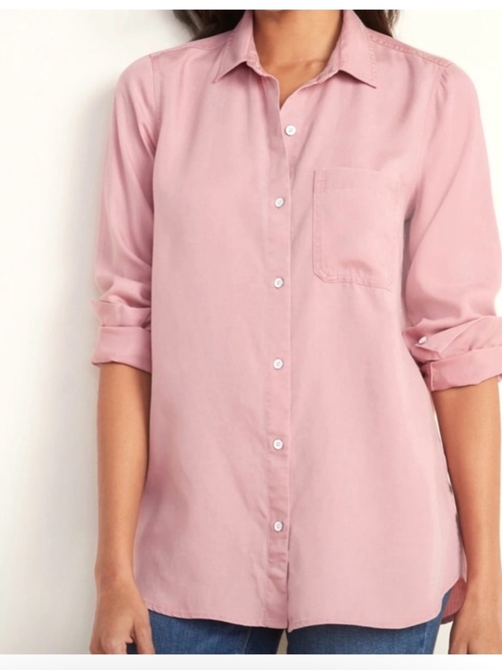 C and A Button Down Long Sleeve Blouse size 2X mauve pink